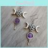 Natural Moon Long Chain Drop Earrings With Geometric Alloy Design For Fashionable Women