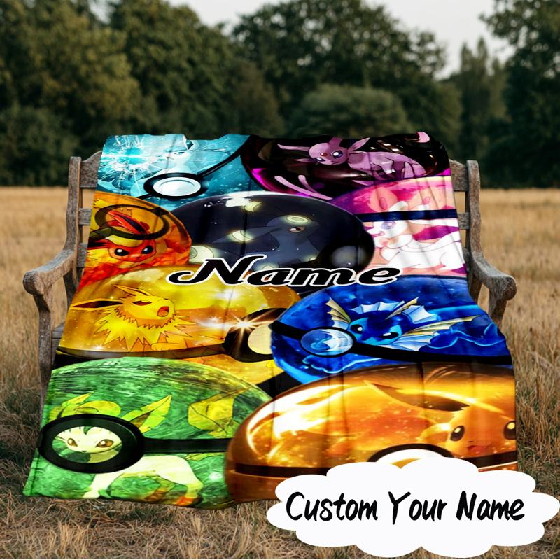 Coperta da collezione Pika Ball con nome personalizzato Coperta ideale per il letto Perfetta per Viaggi, Campeggio, Soggiorni, Uffici, Divani, Regalo di Natale per Fan