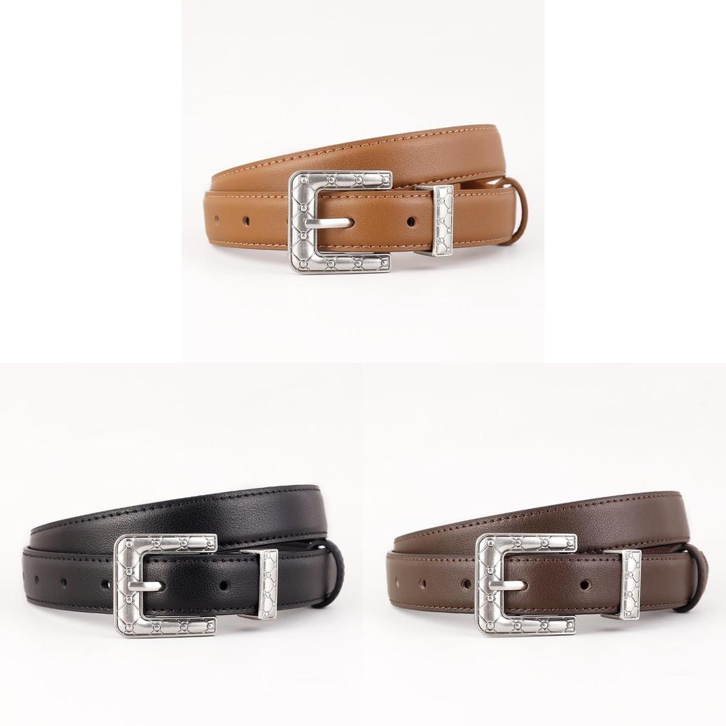 Genuine Leather Belt For Men With Silver Buckle Durable Twoply Cowhide For Casual And Formal Wear