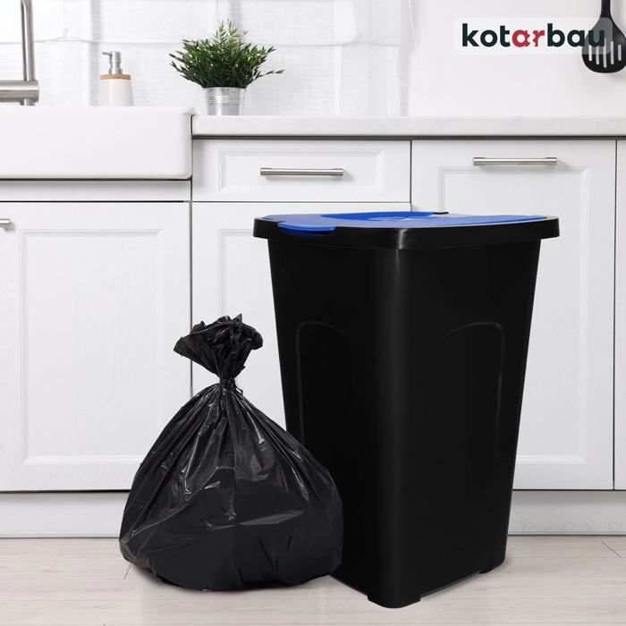 KOTARBAU® Poubelle Cuisine Tri Sélectif De 50 L Avec Couvercle En Polyéthylène - Bleu - Kotarbau