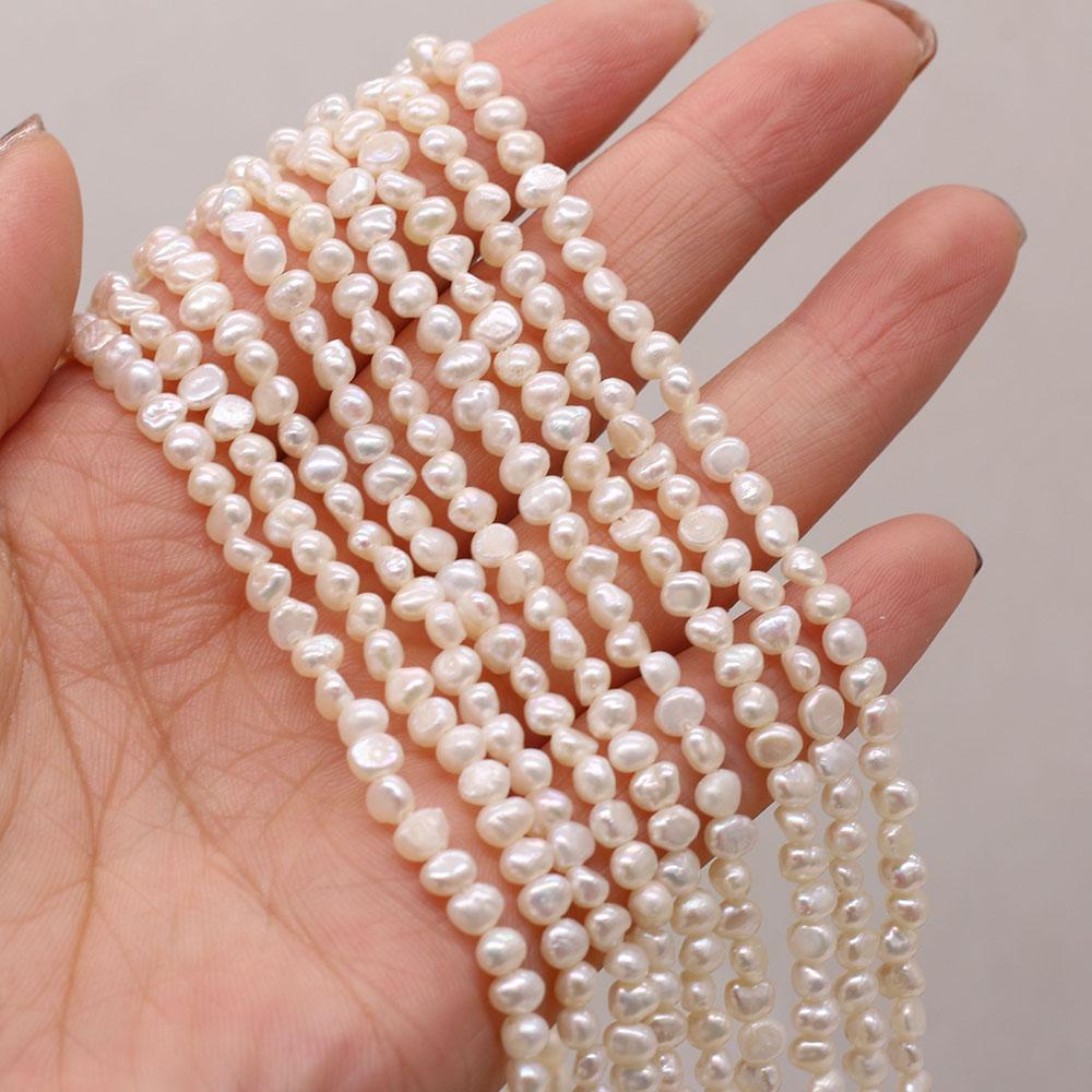 1String, 3-4mm White Natural Freshwater Nugget Pearls 36cm Loose Beads for Handmade Jewelry Craft Supplies, DIY Holiday Gifts