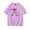 Valentinstag Partner Outfits Ich liebe es, mit den Fingern zu malen Ich bin Farbe T-Shirt Niedliches Herz Bunter Buchstaben Design Partner Shirt