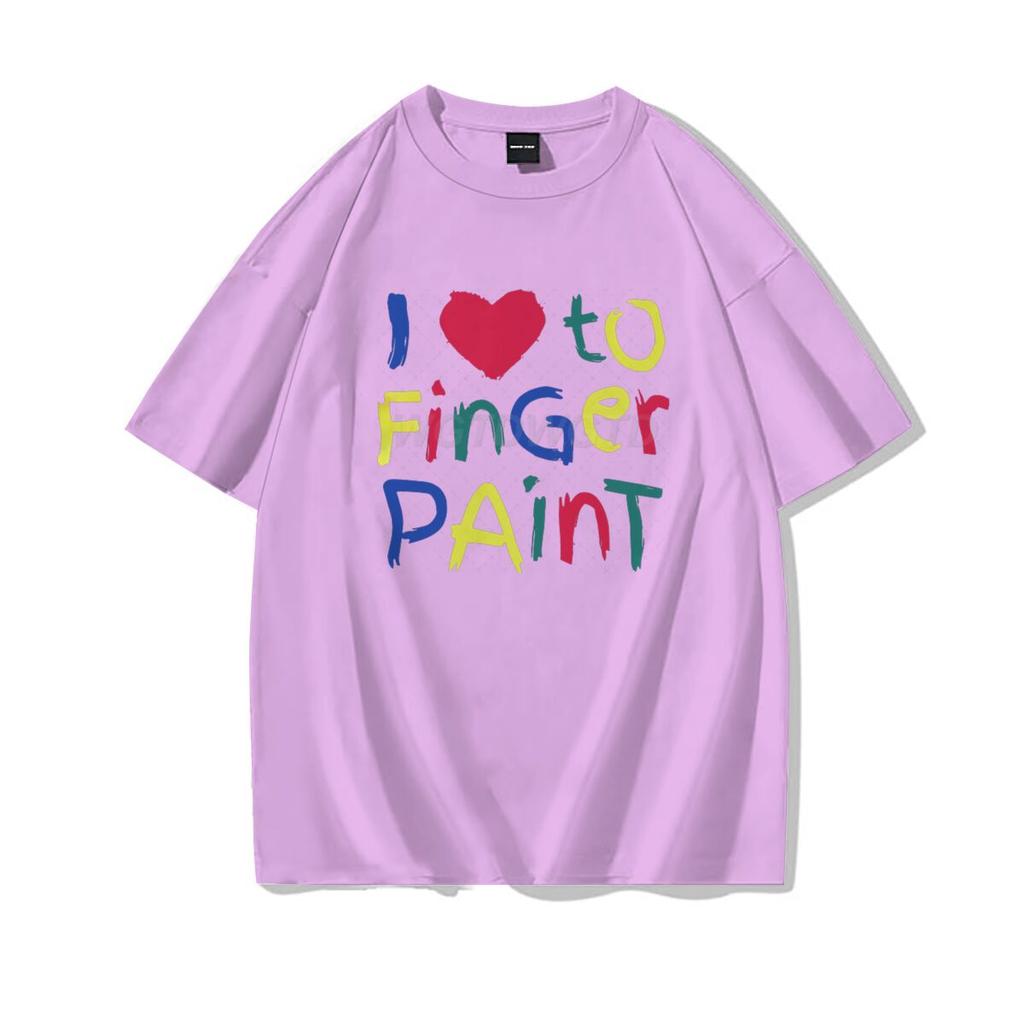 Valentinstag Partner Outfits Ich liebe es, mit den Fingern zu malen Ich bin Farbe T-Shirt Niedliches Herz Bunter Buchstaben Design Partner Shirt