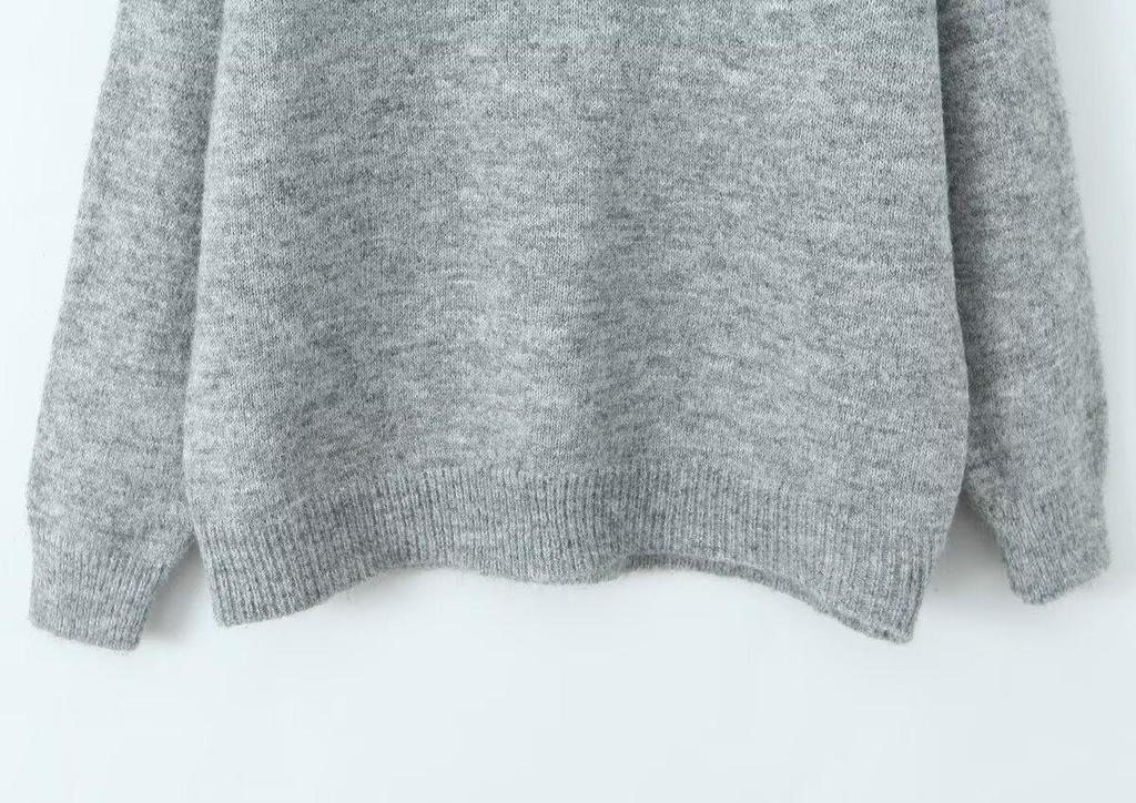 European and American Women's Fashion Simple Lapel Pullover Sweater