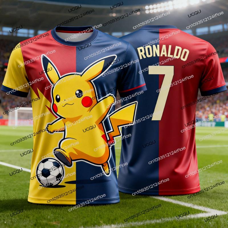 2026New Pikachu Special Edition Football Jersey T-shirt Ronaldo NO.7 Adult Men/Women Football Jersey Tshirt Kids Pikachu Tshirt