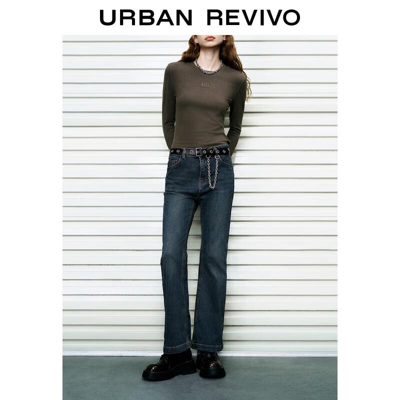 UR 2025 Autumn Women's Design Belt Flared Jeans