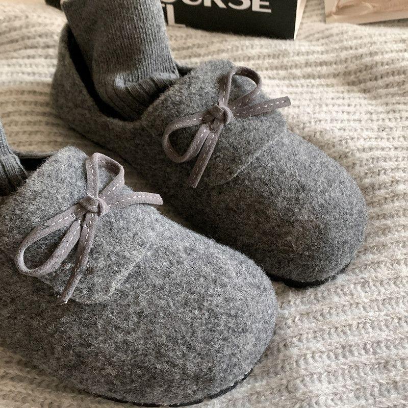 New Soft Flat Cotton Shoes with A Versatile, Fleece, Warm Round Toe