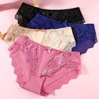 Intimo Vita bassa Mutandine di seta ghiaccio Slip da donna Mutandine da donna in pizzo