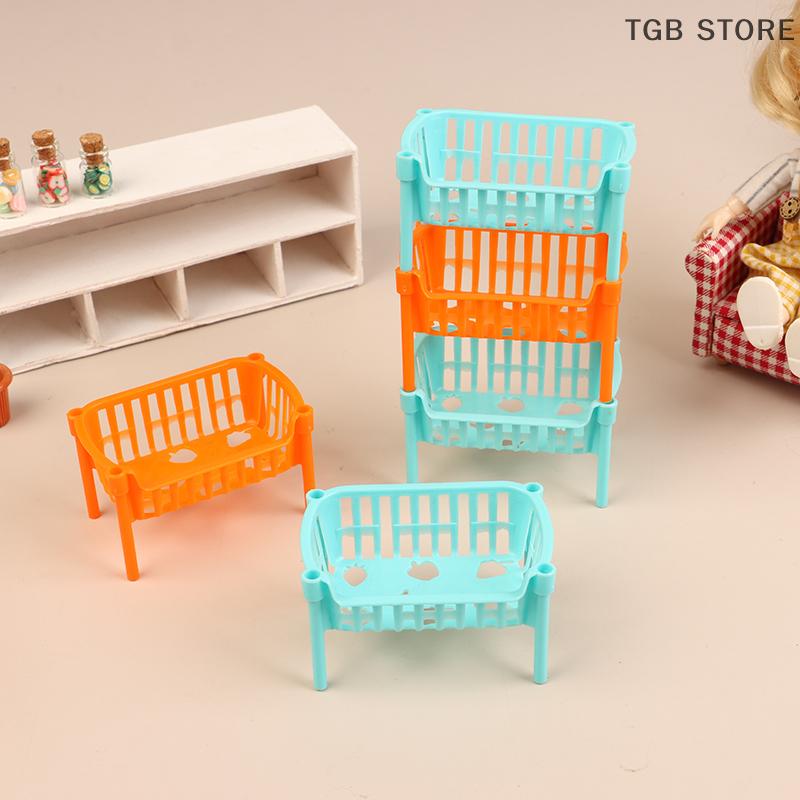 5Pcs Mini Stackable Storage Baskets Model 1/12 Dollhouse Furniture Decoration Dolls House Kitchen Decor Accessories