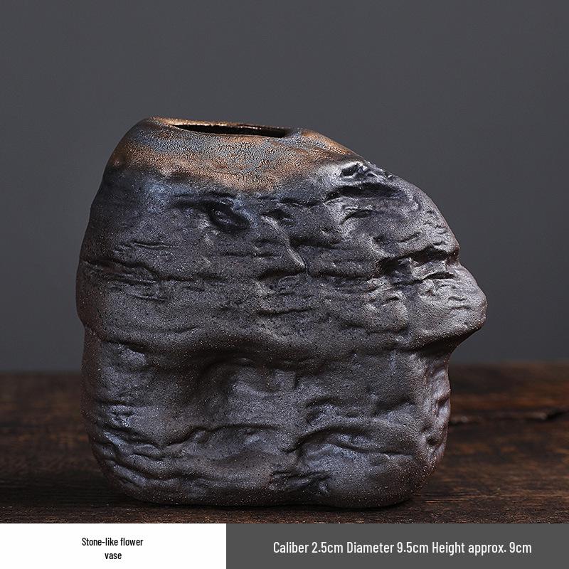 Retro Zen Coarse Pottery Ceramic Vase - Small Flower Holder