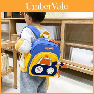 Cartoon Excavator Kids Backpack With Breathable Nylon For Preschool Children
