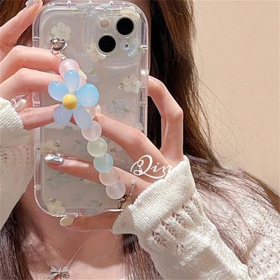 Korea Nette 3d Blume Armband Kette Klar Weiche Telefon Fall Für Iphone 14 13 12 11 Pro Max Schöne Floral stoßfest Abdeckung Funda