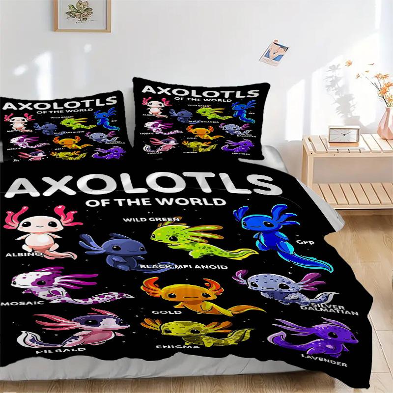 Axolotls World Print 3Pcs Bedding Setduvet Cover With 2 Bedropillowcase Home Birthday Gift