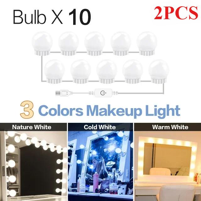 Mirror Light Bulbs Vanity Light USB Power Bathroom Dressing Table Lighting Dimmable LED Vanity Light For Makeup Mirror LED Light