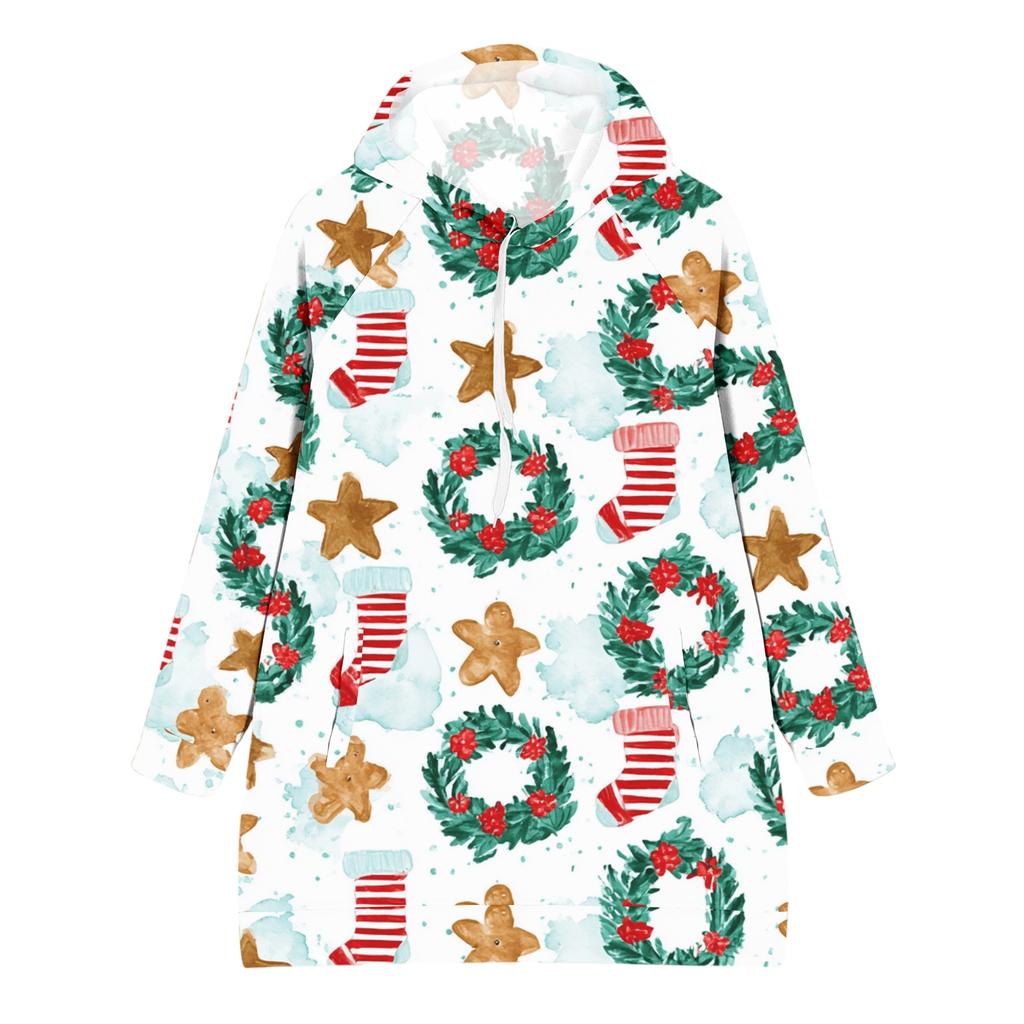 Women's Casual Long Sleeve Christmas Print Hoodie for Winter Holiday