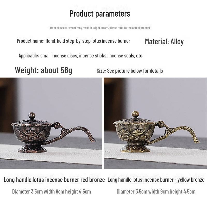 Hand-held Alloy Lotus Incense Burner for Tea Ceremony Ornaments