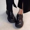 Sheepskin version~ retro thick-soled muffin-soled loafers for women's British style deep mouth and round head small leather shoes