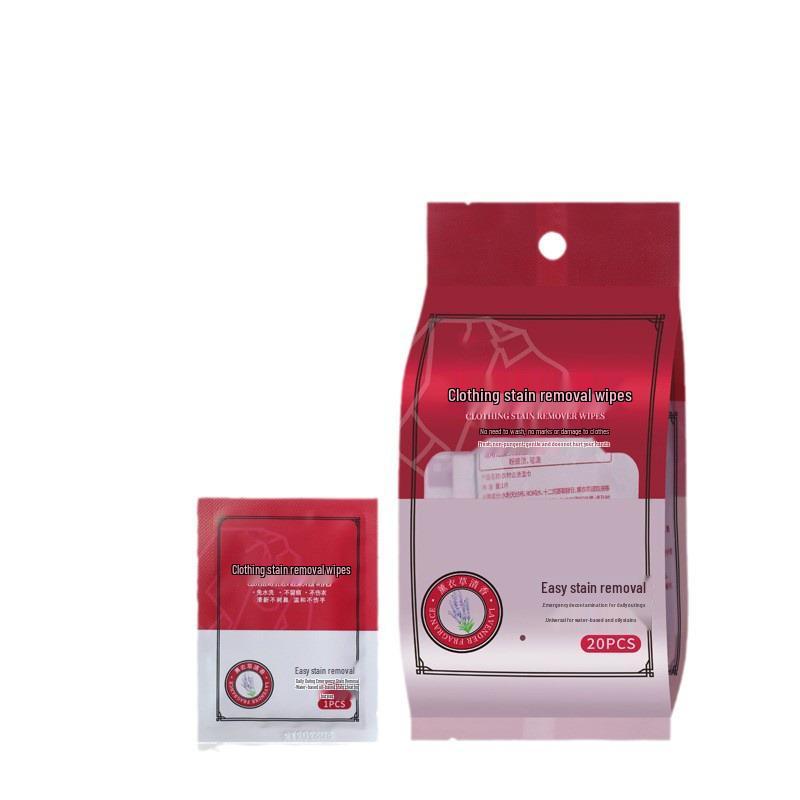 Portable Gentle Stain Remover Wipes - Safe for White Shirts, No-Wash Formula, De-Oils Shoes, Individually Packaged