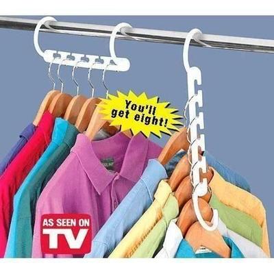 Wieszaki Oszczędzające Miejsce - Wieszak Magiczny - Zestaw 8 sztuk - Kolor Biały - Plastik - Unisex
