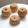 Korean Woven Round Coffee Table Organizer with Lid