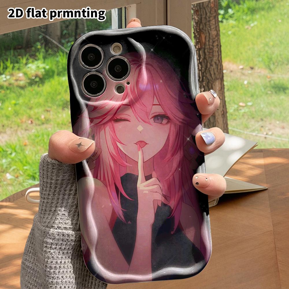 Phone Case: 2D flat, suitable for iPhone 18 17 16 15 14 13 12Pro protective case, pink long-haired fox-eared girl, perfect Christmas and Halloween hol