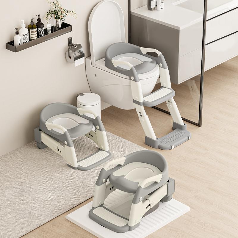 Kids Potty Training Seat With Steps, 3 In 1 Toddler Toilet Ladder Seat, Soft Mat Non-slip Splash Guard Toilet Seat (grey) серый