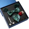 Pack of 9 Men's Floral Tie Set with Pocket Square Tie Clip Brooch Accessories for Formal Occasion Holiday Gift Supply