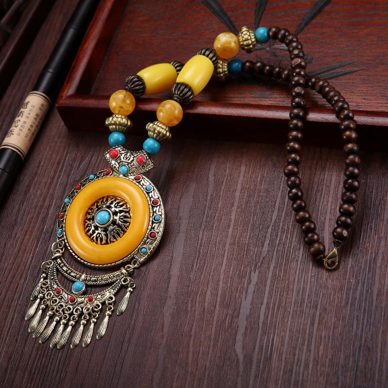 

Етнічний стиль Вінтажне намисто з бісеру Естетична підвіска Ювелірні вироби Светр Ланцюжок Аксесуари жовтий