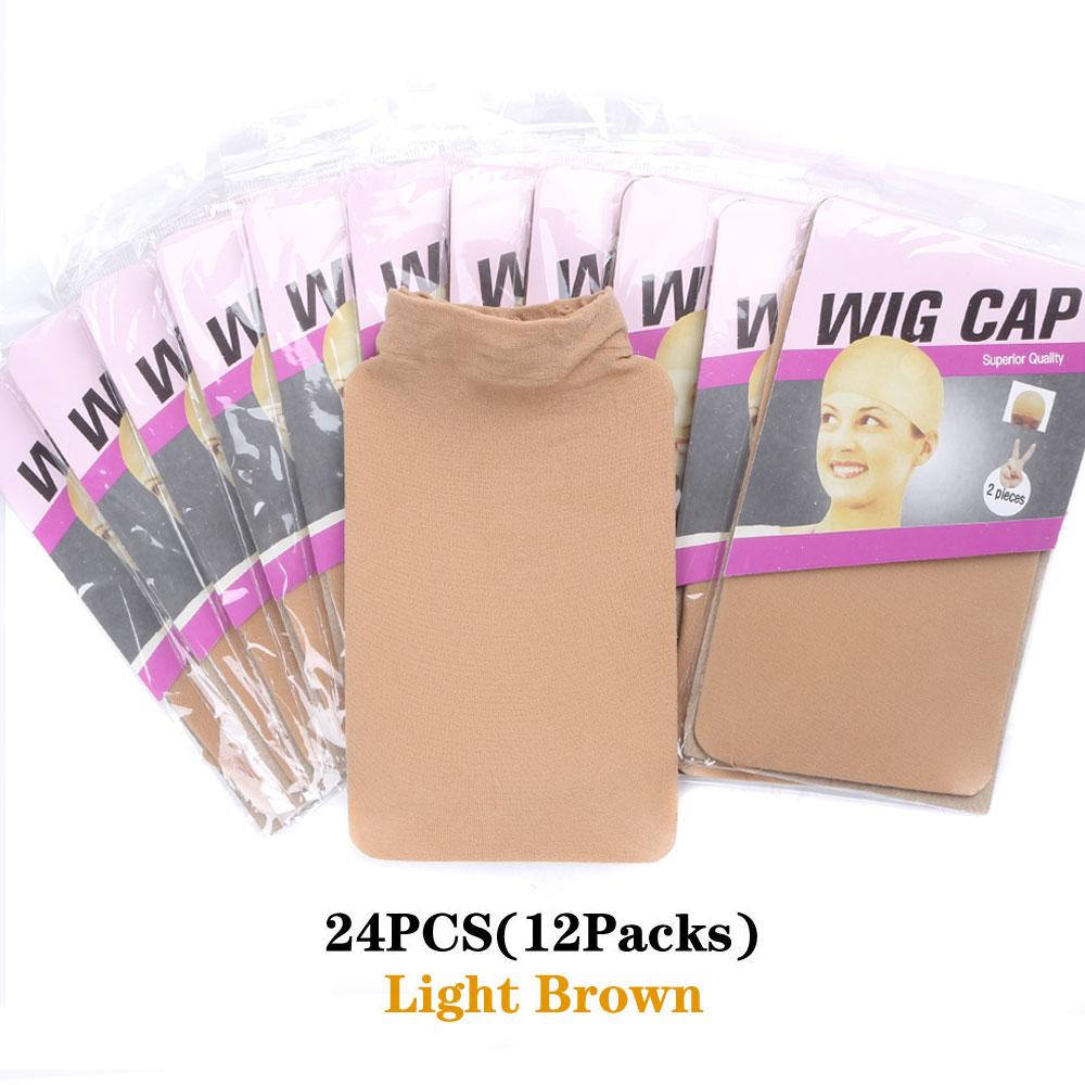 24Pieces (12 Packs) Wig Cap Fashion Stretchable Hair Nets 2Pcs/Pack Stocking Hair Cap Free Size Nylon Mesh Wig Net Free 2028