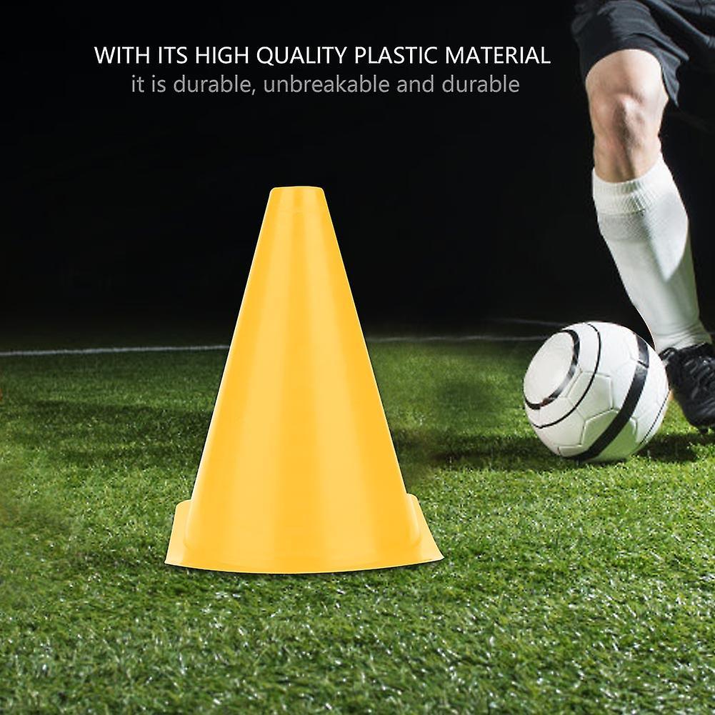 6pcs 18cm Football Cone Football Barriers Plastic Marker Holder Accessory (Yellow)