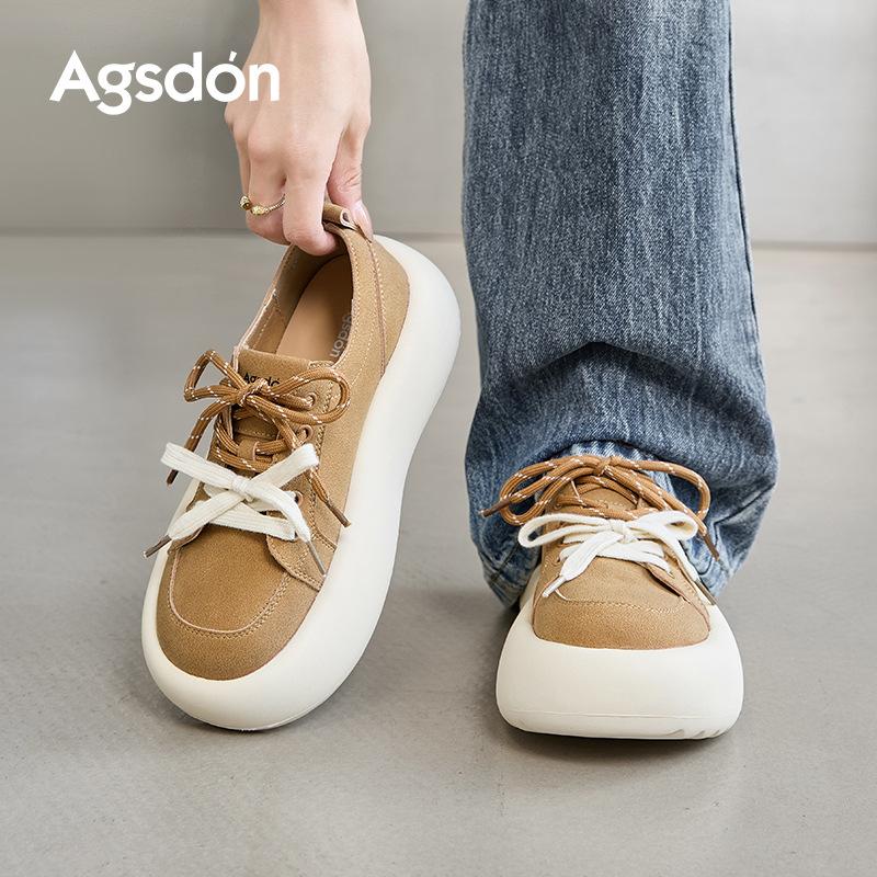 Augustine Casual Shoes Women's 2025 New Autumn Platform Big Head Bread German Training Shoes Retro Sports White Shoes