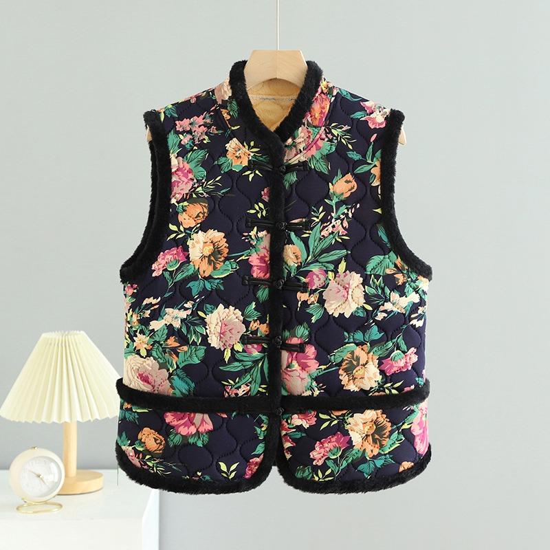 

Тип застежки-диска бархатный жилет куртка средняя женская осенне-зимняя одежда ретро жилет утолщенный теплый жилет 5XL (recommended 150-82.5 kg) темно-синий