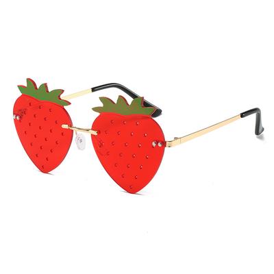 Damen Sonnenbrille Lustige Erdbeerform Sonnenbrille Unregelmäßige Persönlichkeit Sonnenbrille Retro Uv400 Bonbonfarbe Partygläser Brillen