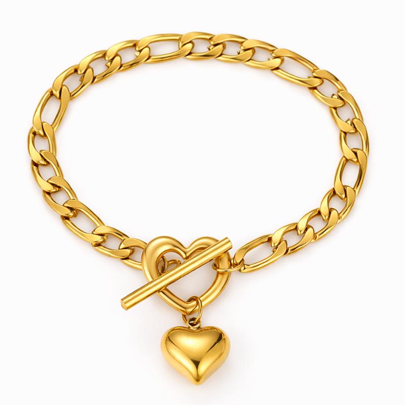 Stainless Steel Heart Pendant Bracelet For Women Fashionable Ot Clasp Design Minimalist Commuter Wrist Accessory Jewelry Gift