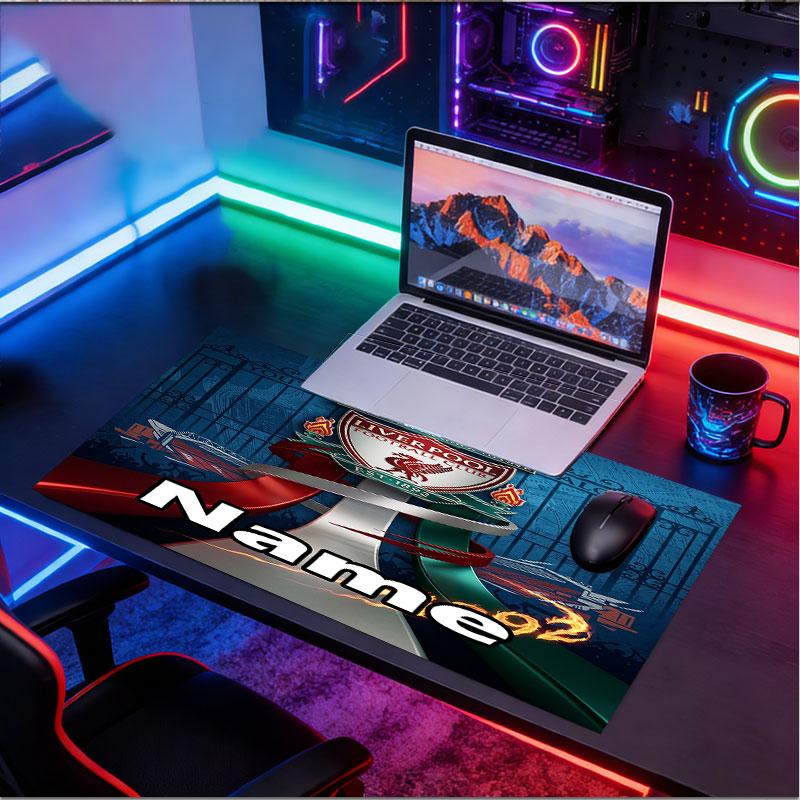 Custom Name Personalized Liverpool Football Club Pattern Mousepad, Laptop PC Desk Mat, Decorative Desk Mat for Home Keyboard Pad Gift