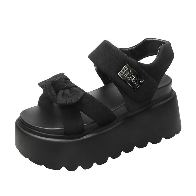 

Rome with skirt sandals women s summer 2025 new muffin platform high heel casual high-end beach shoes 34 чорний