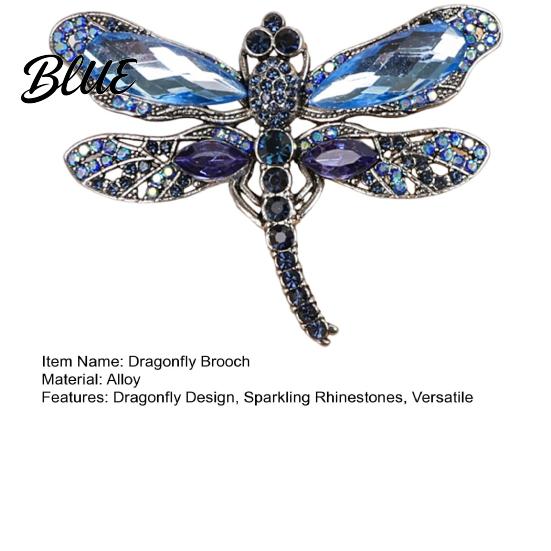 Anti-oxidation Brooch Dragonfly Brooch Sparkling Rhinestones Lapel Pin with Strong