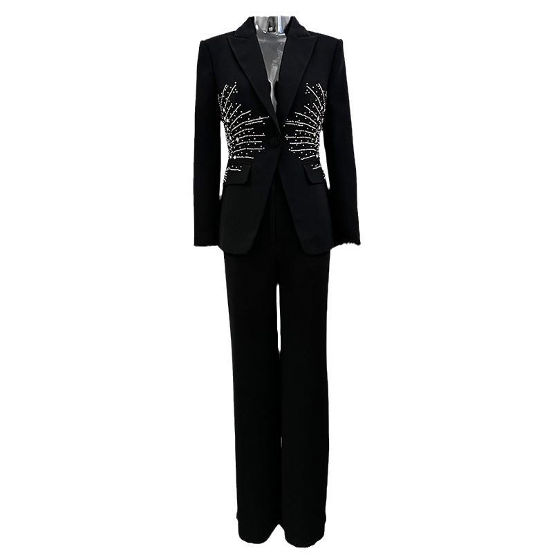 High-End Rhinestone Beaded Suit & Pants Set - Early Spring 2026 Collection