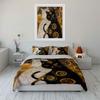 Golden Artistic Cat Decor Set Bedding Set with 1 Duvet Cover 2 Pillowcases Single Double King Queen, Gift