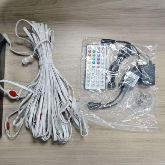 LED Light Strip with US Power Adapter IP67 Waterproof Outdoor RGB Light Adjustable Brightness Modes Patio Decorative Light