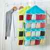 Candy Color 16 Grid Pocket Transparent Underwear Socks Storage Bag Hanging Pouch