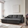 Dark Grey Corduroy Convertible Corner Sofa - IDA - 3 Seater. Reversible Corner Armchair Storage Chest Bed