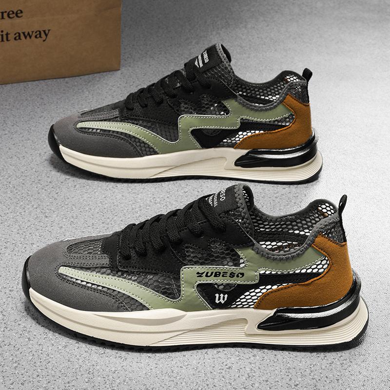 Trend Men's Casual Shoes Sneaker Normal Size Outdoor Breathable Mesh Fashion Sports Grey Running Tennis Shoes