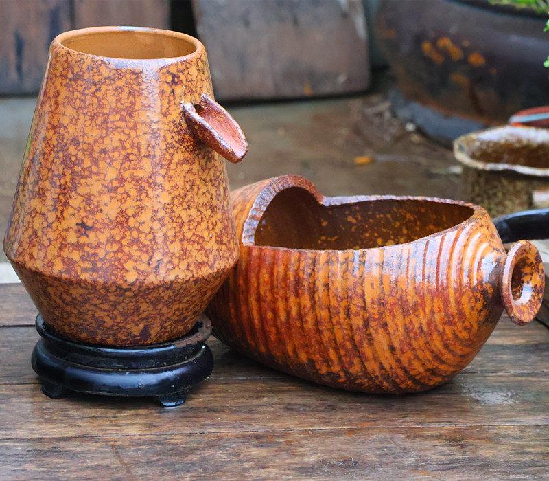 Handmade Ceramic Water Feature Pot for Courtyard Landscaping - Large Hydroponic Flower Jar