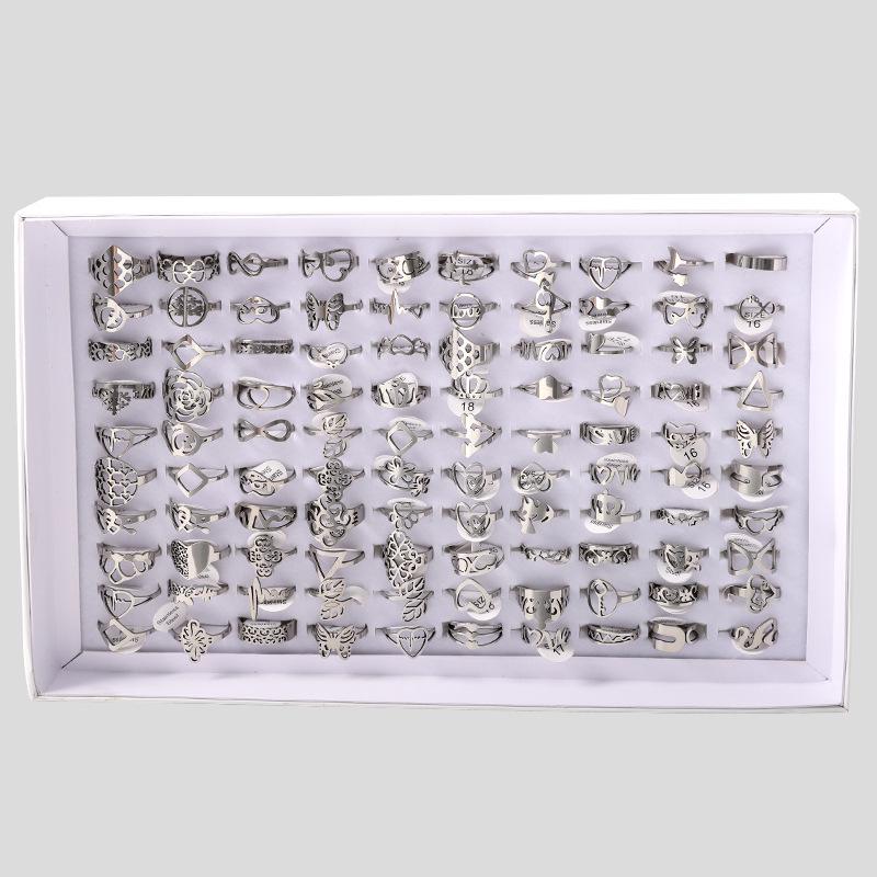 

Stainless Steel Hollow-Cut Titanium Ring - Mixed Style & Color, Unisex Fashion for Index Finger Size 7