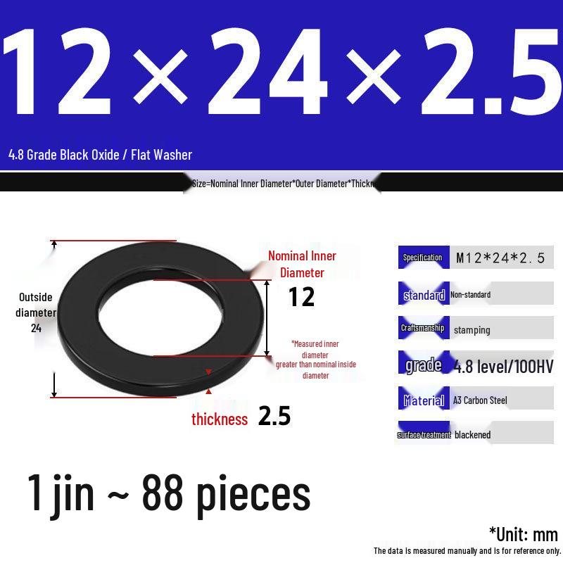 Blackened Enlarged Thickened Metal Washer - M3-M42