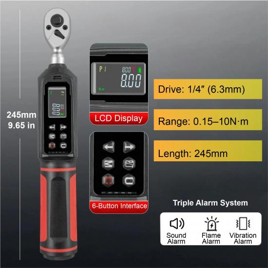 Electronic Digital Torque Wrench Precision LED Tool 1/4 3/8 1/2 Nm Used in Automotive Motorcycle Railway Construction 1-4-10N