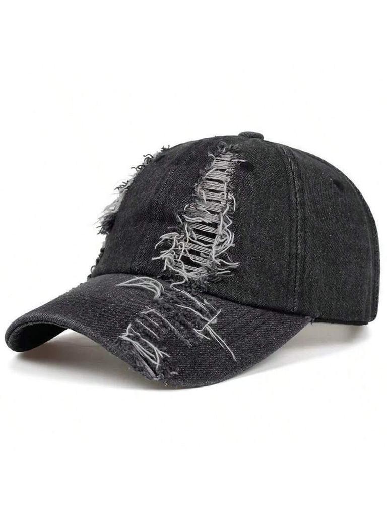 Ripped Denim Baseball Cap For Men And Women Casual Outdoor Sun Hat