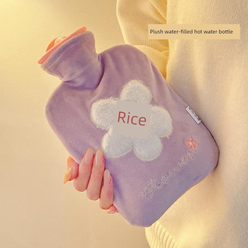 Plush Water-Filled Hot Water Bottle, Cute Foot Warmer for Girls, Large Water-Filled Hand Warmer for Bed, Suitable for Students