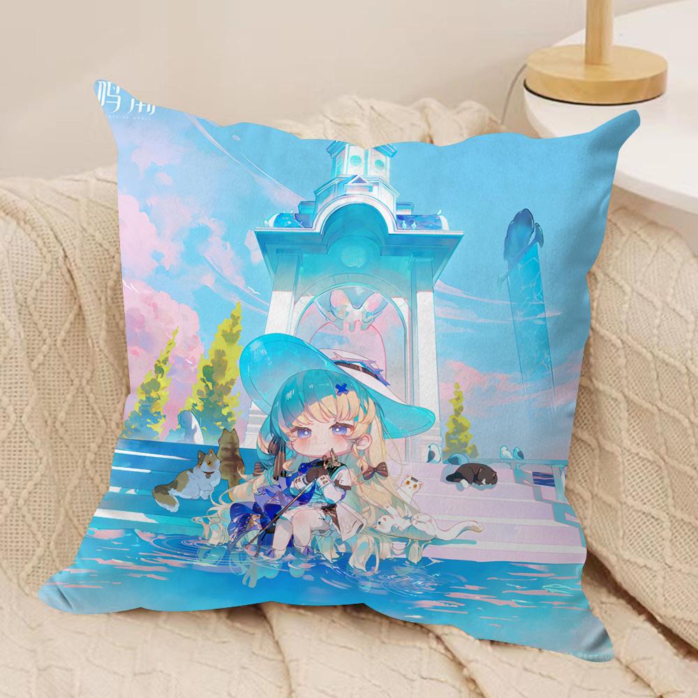 Phoebe cute wuthering waves Cushion Cover Silky Short Plush Invisible Zipper Dustproof Sofa Pillow Case for Home Decor